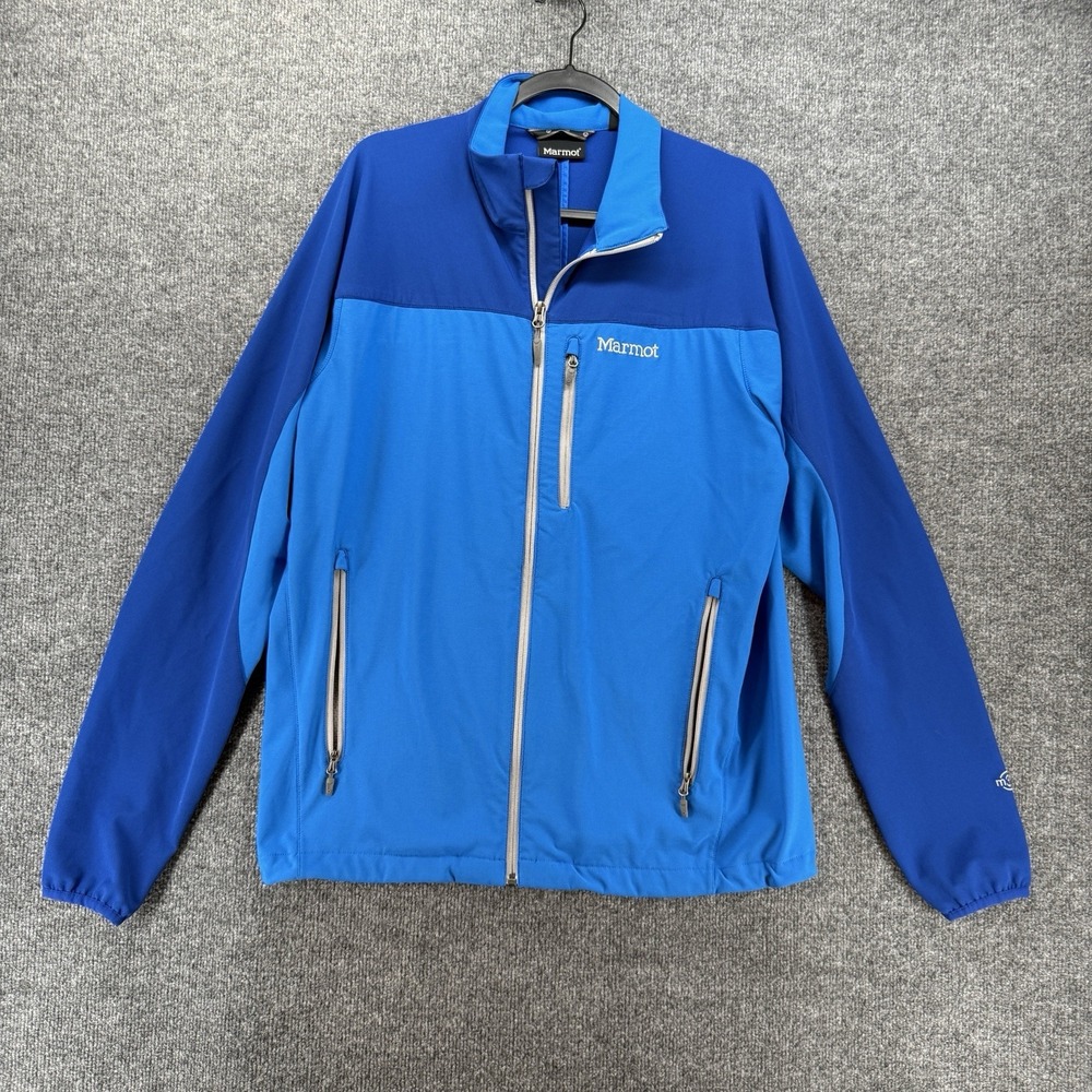 Marmot Jacket Mens L Blue Bero M3 Softshell Full Zip Windbreaker Casual Outdoor